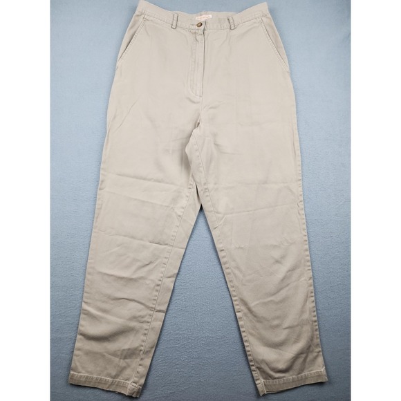 Brooks Brothers Pants - Brooks Brothers Pants Womens 14 Beige Chino 100% Cotton Relaxed Twill High Waist